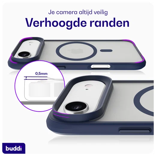 Buddi Hybrid Apple iPhone Air Hoesje MagSafe Back Cover Matte Blauw afbeelding 5