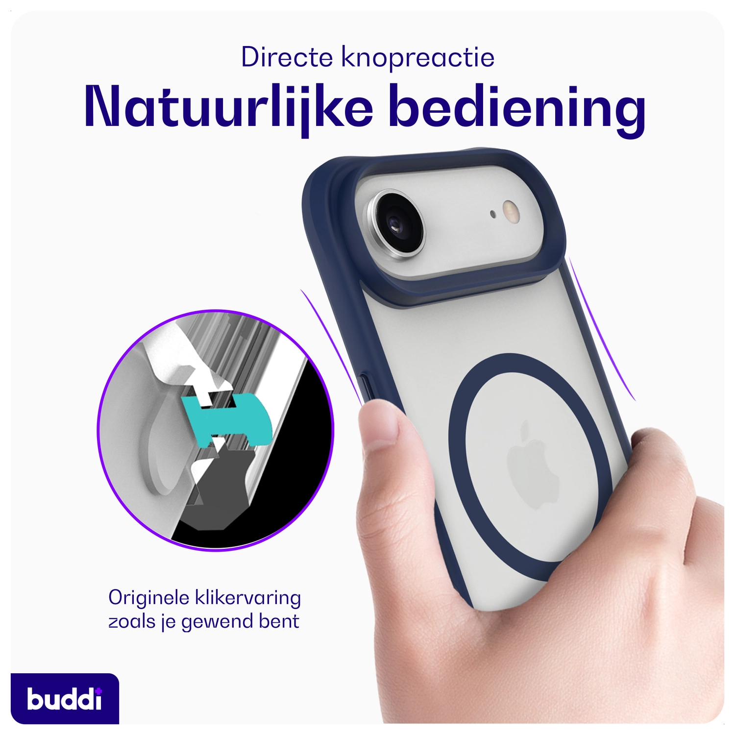 Buddi Hybrid Apple iPhone Air Hoesje MagSafe Back Cover Matte Blauw afbeelding 6