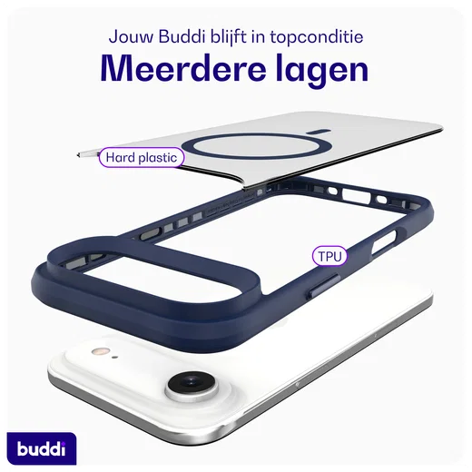 Buddi Hybrid Apple iPhone Air Hoesje MagSafe Back Cover Matte Blauw afbeelding 8