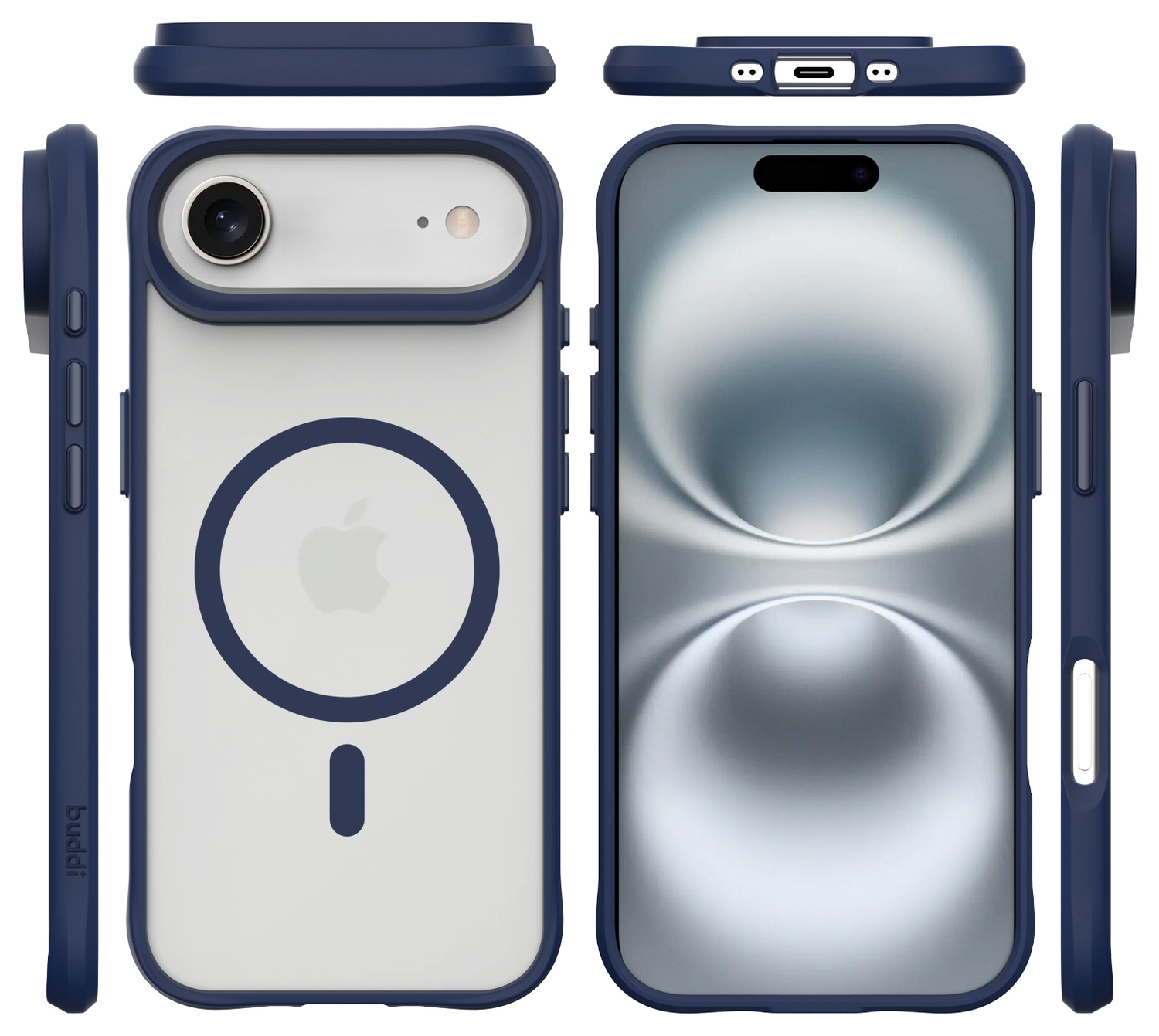 Buddi Hybrid Apple iPhone Air Hoesje MagSafe Back Cover Matte Blauw afbeelding 10