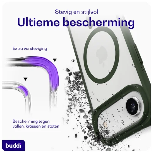 Buddi Hybrid Apple iPhone Air Hoesje MagSafe Back Cover Matte Groen afbeelding 3