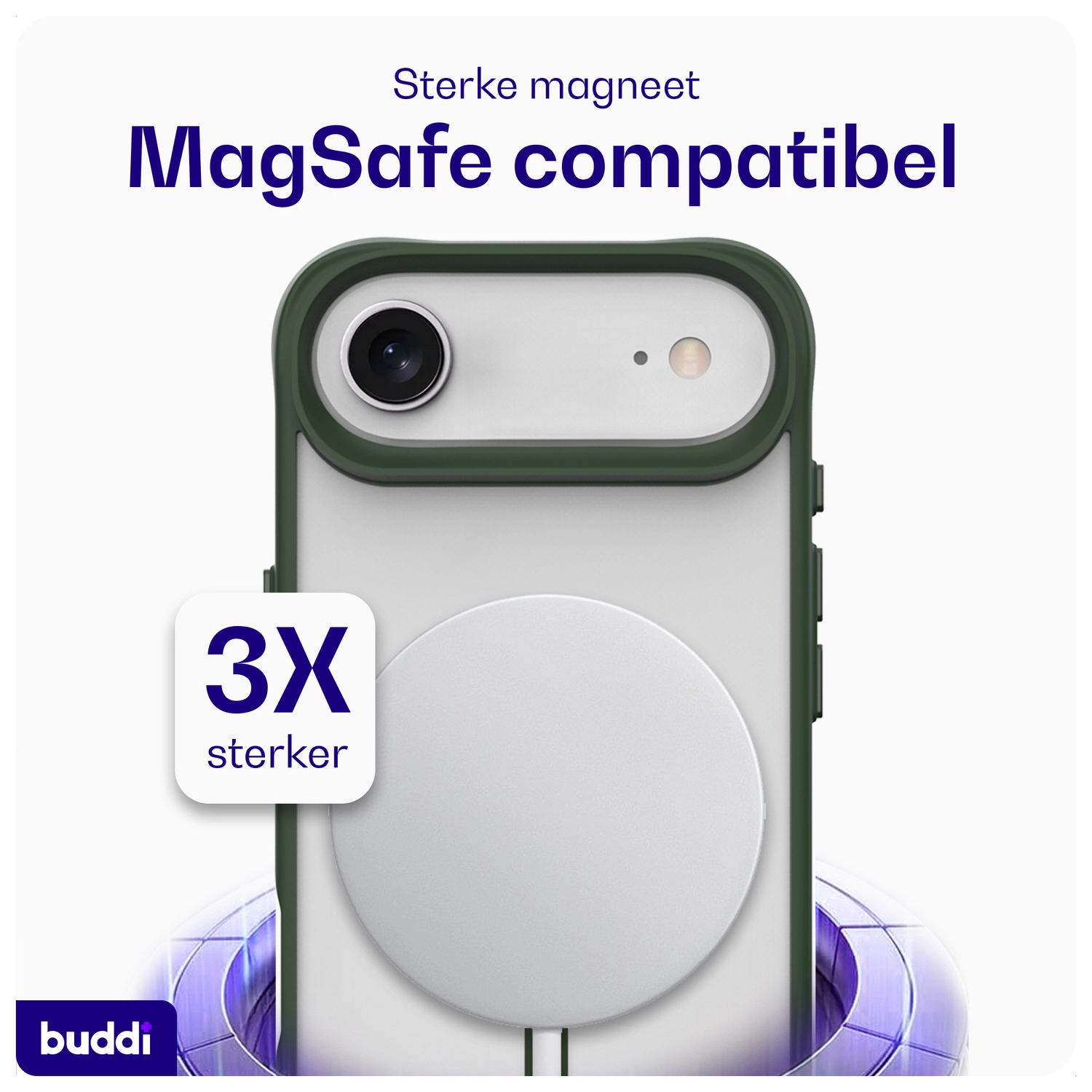 Buddi Hybrid Apple iPhone Air Hoesje MagSafe Back Cover Matte Groen afbeelding 4