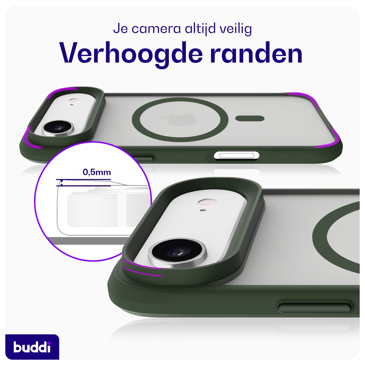 Buddi Hybrid Apple iPhone Air Hoesje MagSafe Back Cover Matte Groen afbeelding 5