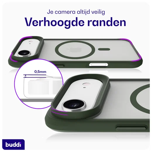 Buddi Hybrid Apple iPhone Air Hoesje MagSafe Back Cover Matte Groen afbeelding 5