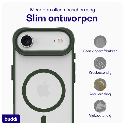 Buddi Hybrid Apple iPhone Air Hoesje MagSafe Back Cover Matte Groen afbeelding 7