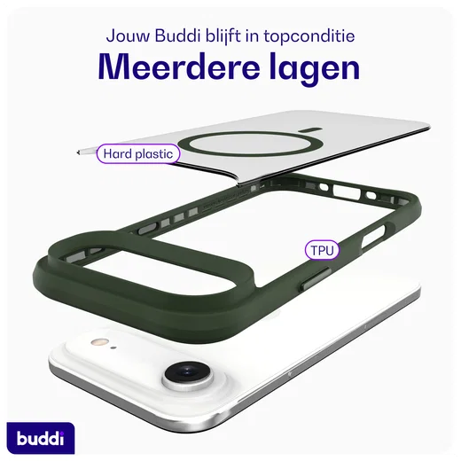 Buddi Hybrid Apple iPhone Air Hoesje MagSafe Back Cover Matte Groen afbeelding 8