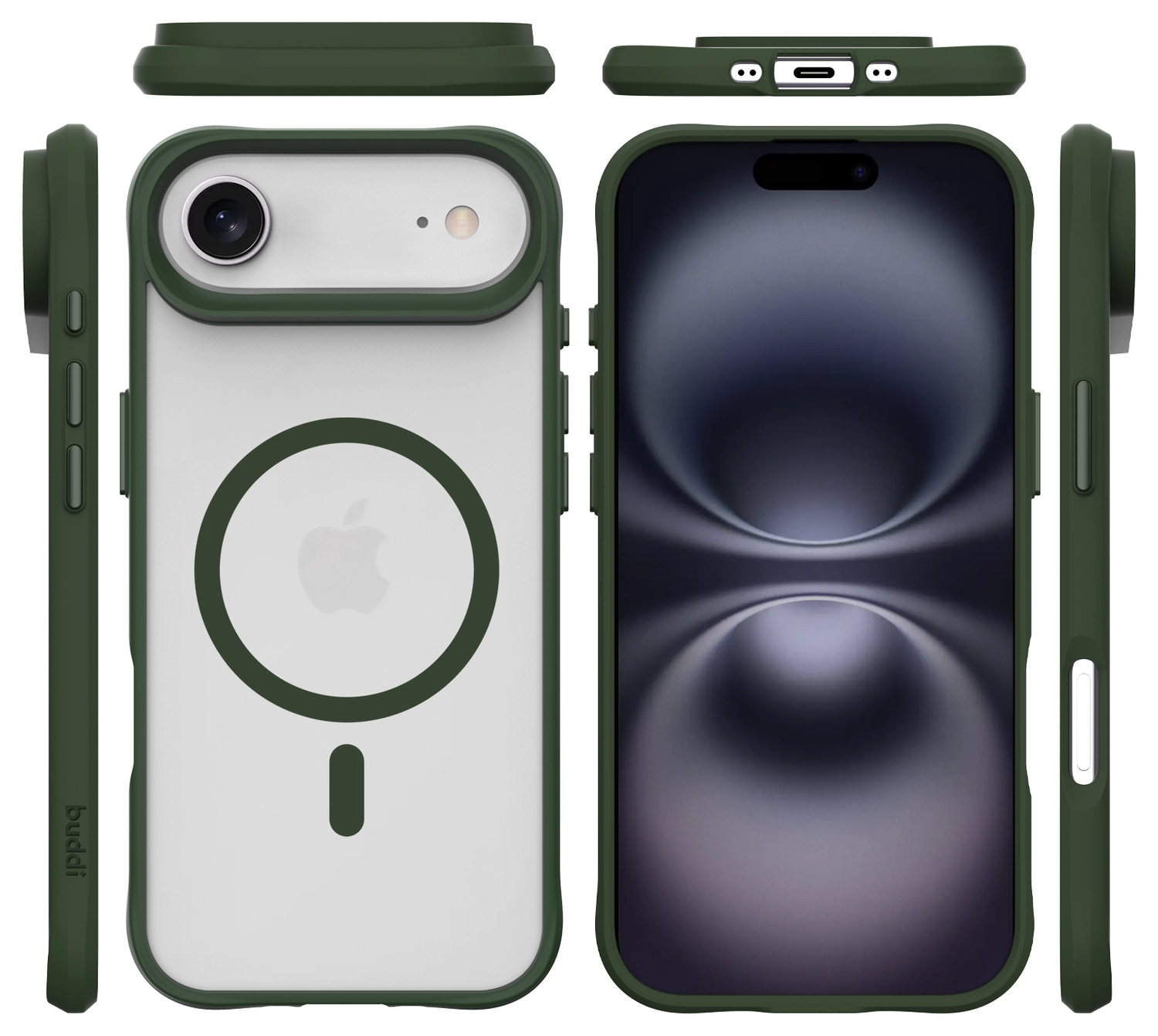 Buddi Hybrid Apple iPhone Air Hoesje MagSafe Back Cover Matte Groen afbeelding 10