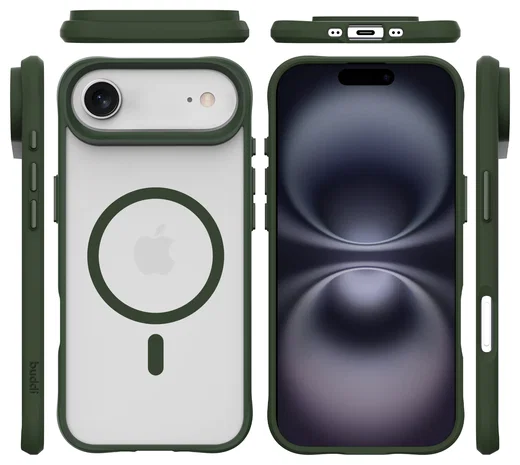 Buddi Hybrid Apple iPhone Air Hoesje MagSafe Back Cover Matte Groen afbeelding 10