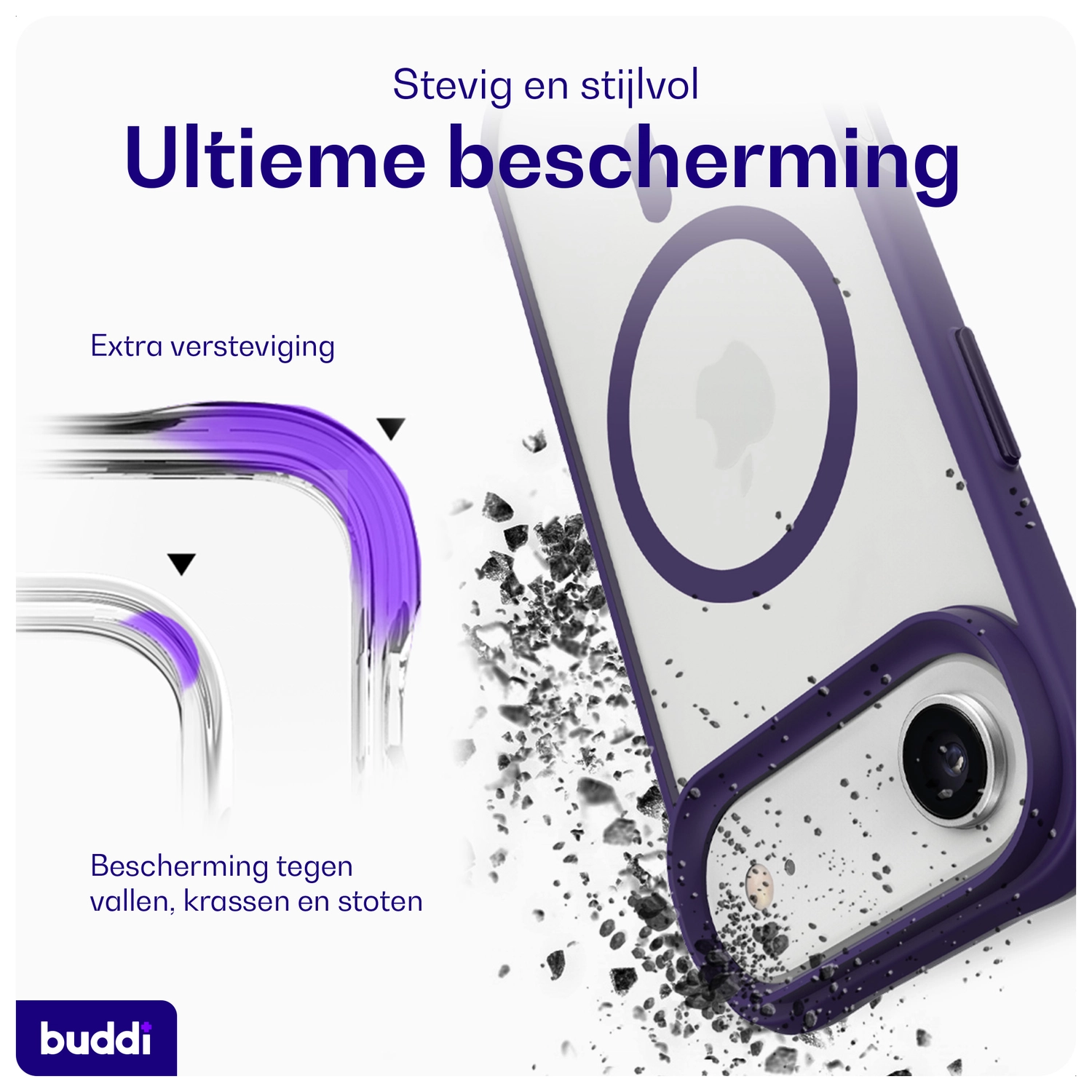 Buddi Hybrid Apple iPhone Air Hoesje MagSafe Back Cover Matte Paars afbeelding 3