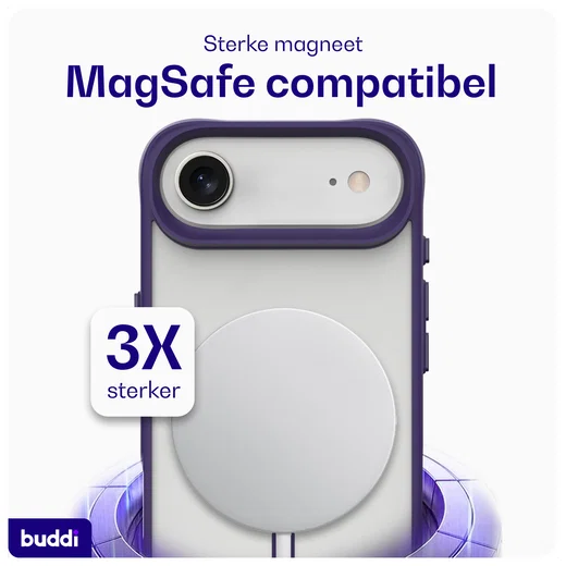 Buddi Hybrid Apple iPhone Air Hoesje MagSafe Back Cover Matte Paars afbeelding 4