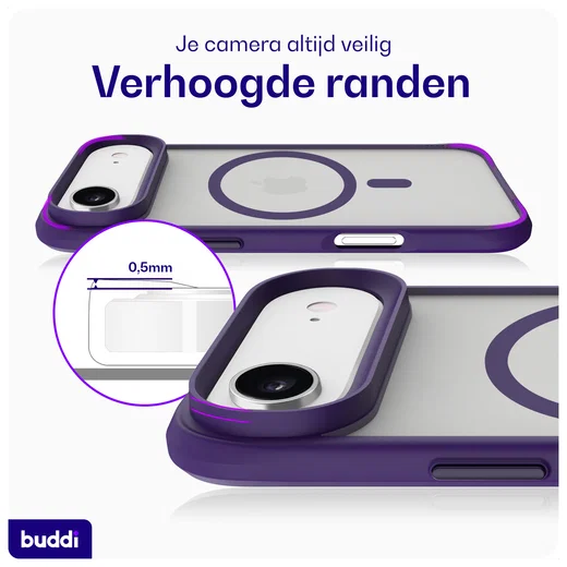 Buddi Hybrid Apple iPhone Air Hoesje MagSafe Back Cover Matte Paars afbeelding 5