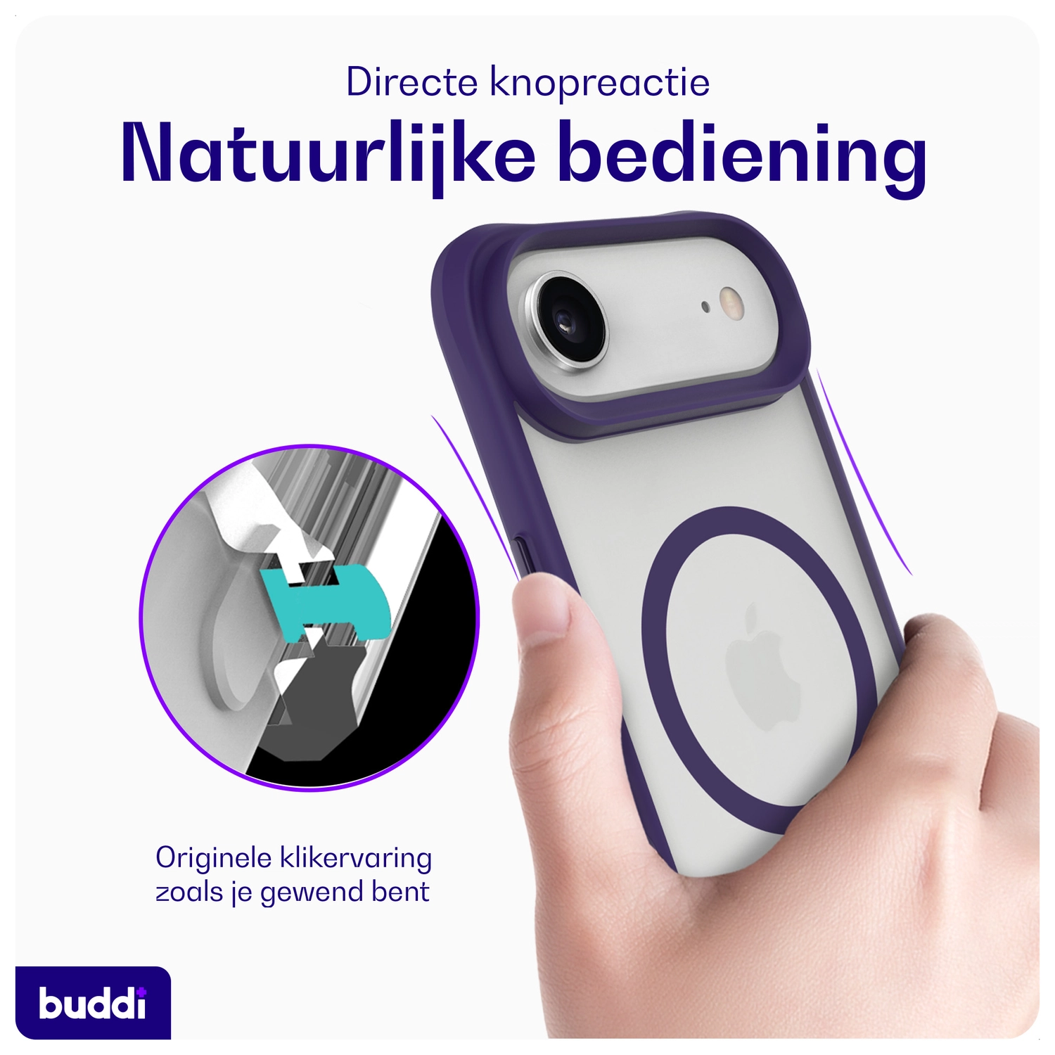 Buddi Hybrid Apple iPhone Air Hoesje MagSafe Back Cover Matte Paars afbeelding 6