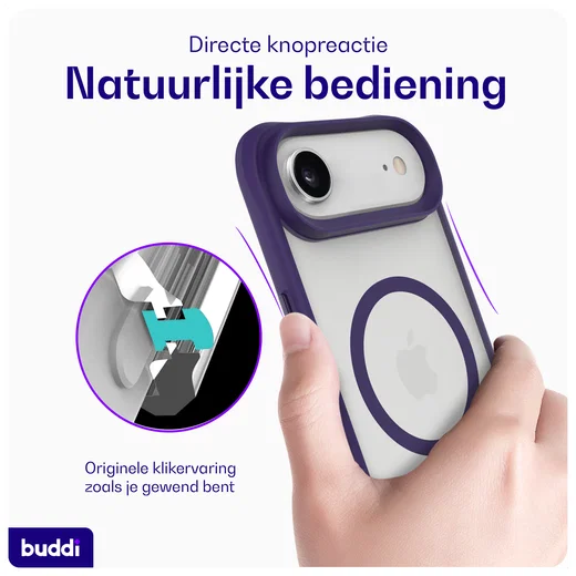 Buddi Hybrid Apple iPhone Air Hoesje MagSafe Back Cover Matte Paars afbeelding 6