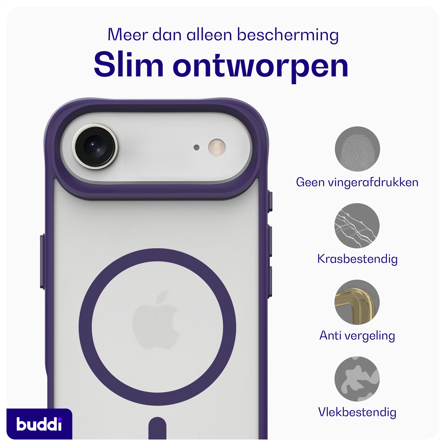 Buddi Hybrid Apple iPhone Air Hoesje MagSafe Back Cover Matte Paars afbeelding 7