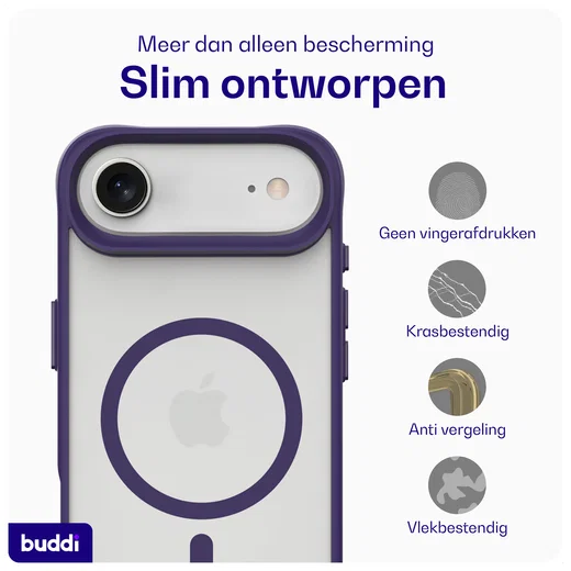 Buddi Hybrid Apple iPhone Air Hoesje MagSafe Back Cover Matte Paars afbeelding 7