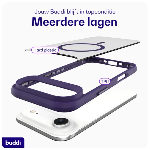 Buddi Hybrid Apple iPhone Air Hoesje MagSafe Back Cover Matte Paars afbeelding 8