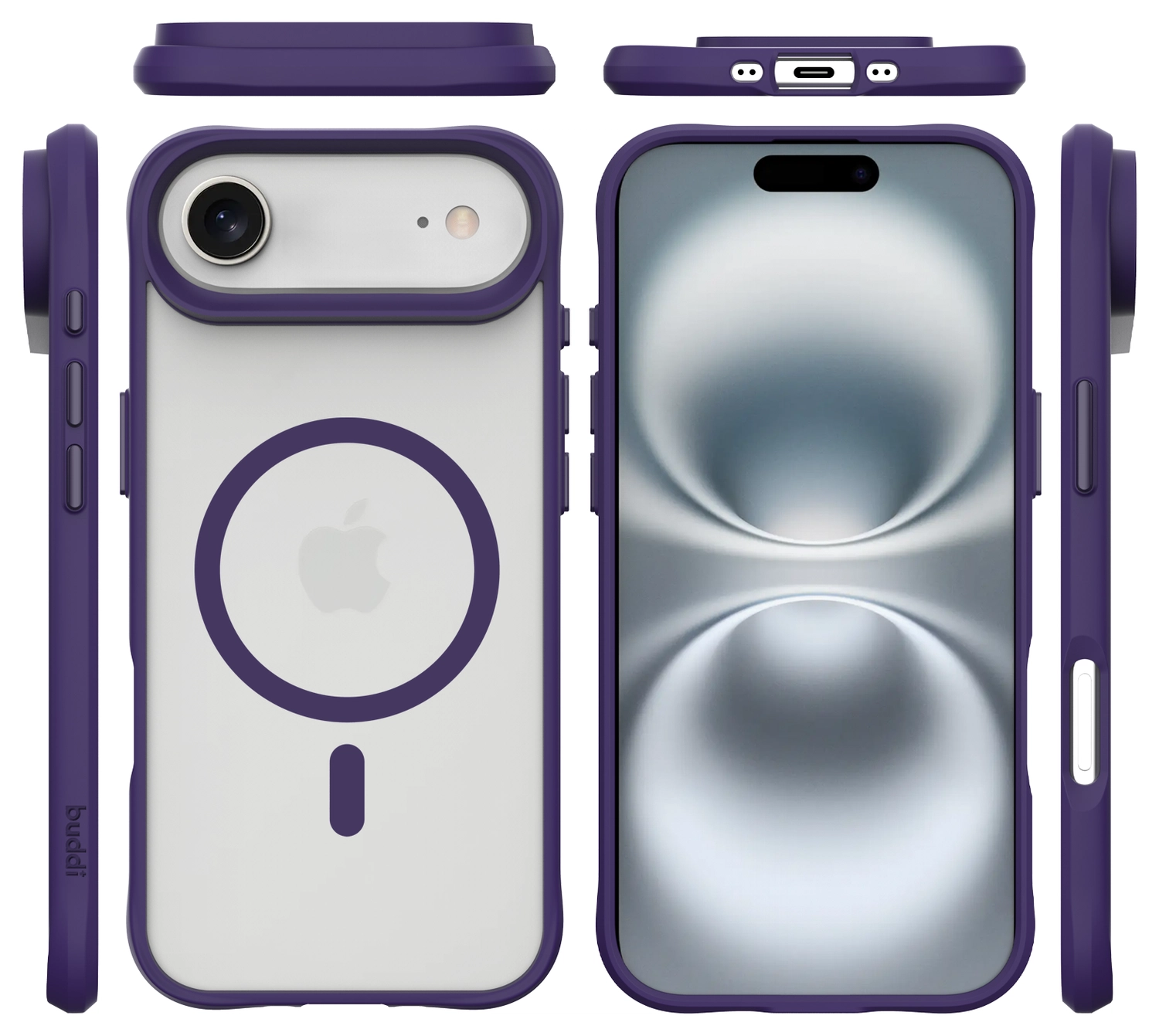Buddi Hybrid Apple iPhone Air Hoesje MagSafe Back Cover Matte Paars afbeelding 10