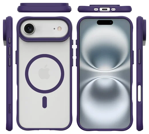 Buddi Hybrid Apple iPhone Air Hoesje MagSafe Back Cover Matte Paars afbeelding 10