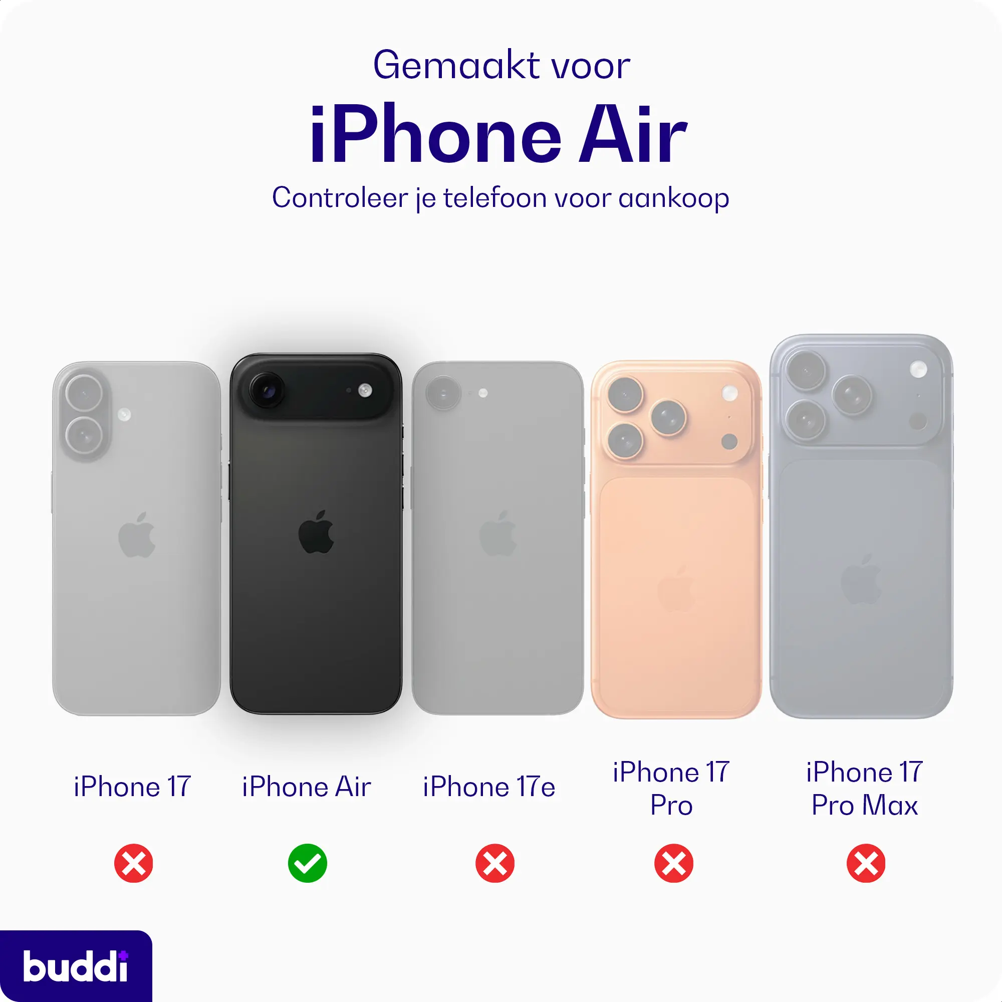 Buddi Hybrid Apple iPhone Air Hoesje MagSafe Back Cover Matte Paars afbeelding 2