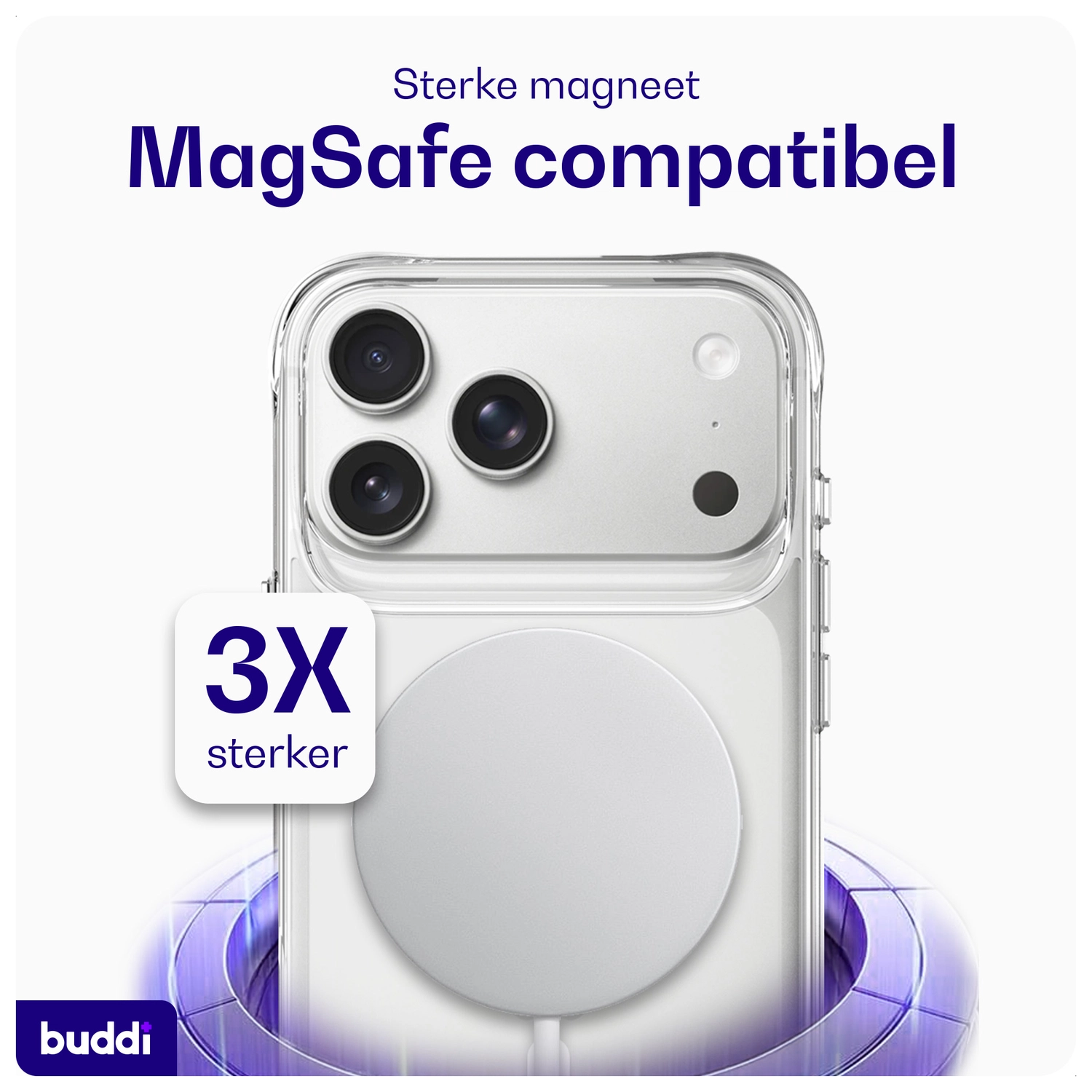 Buddi Core Apple iPhone 17 Pro Hoesje MagSafe Back Cover Matte Transparant afbeelding 4