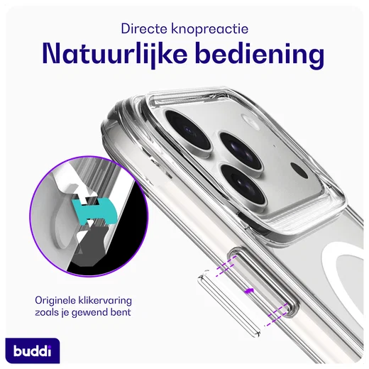 Buddi Core Apple iPhone 17 Pro Hoesje MagSafe Back Cover Matte Transparant afbeelding 6