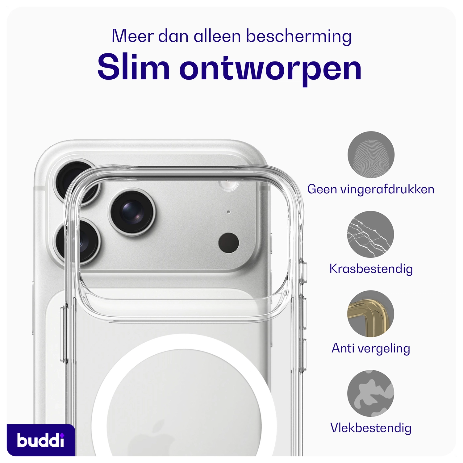 Buddi Core Apple iPhone 17 Pro Hoesje MagSafe Back Cover Matte Transparant afbeelding 7