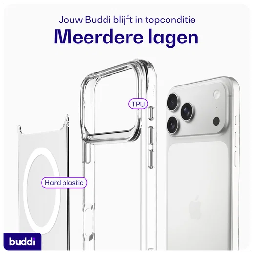 Buddi Core Apple iPhone 17 Pro Hoesje MagSafe Back Cover Matte Transparant afbeelding 8