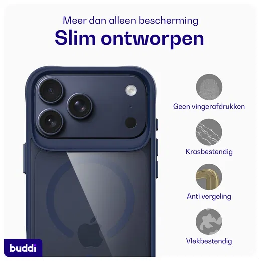 Buddi Hybrid Apple iPhone 17 Pro Hoesje MagSafe Back Cover Matched Blauw afbeelding 6