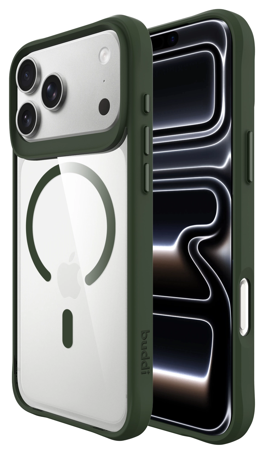 Buddi Hybrid Apple iPhone 17 Pro Hoesje MagSafe Back Cover Transparant Groen afbeelding 1