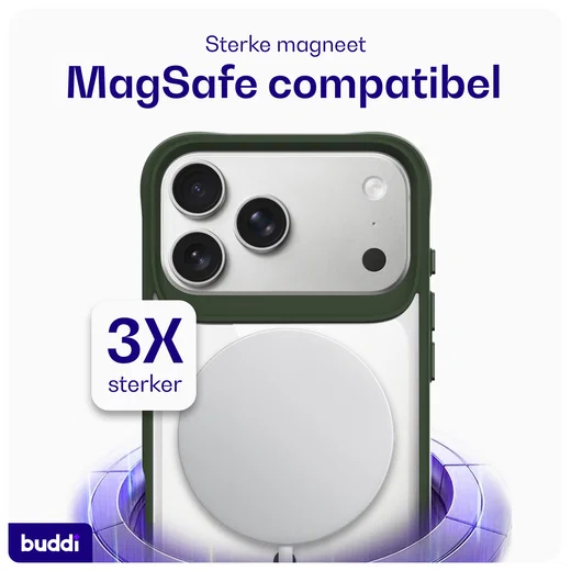 Buddi Hybrid Apple iPhone 17 Pro Hoesje MagSafe Back Cover Transparant Groen afbeelding 4