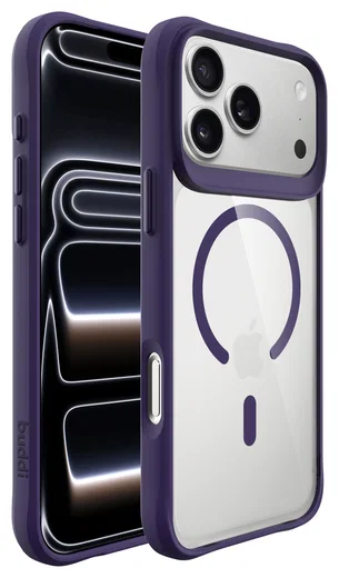 Buddi Hybrid Apple iPhone 17 Pro Hoesje MagSafe Back Cover Transparant Paars afbeelding 9