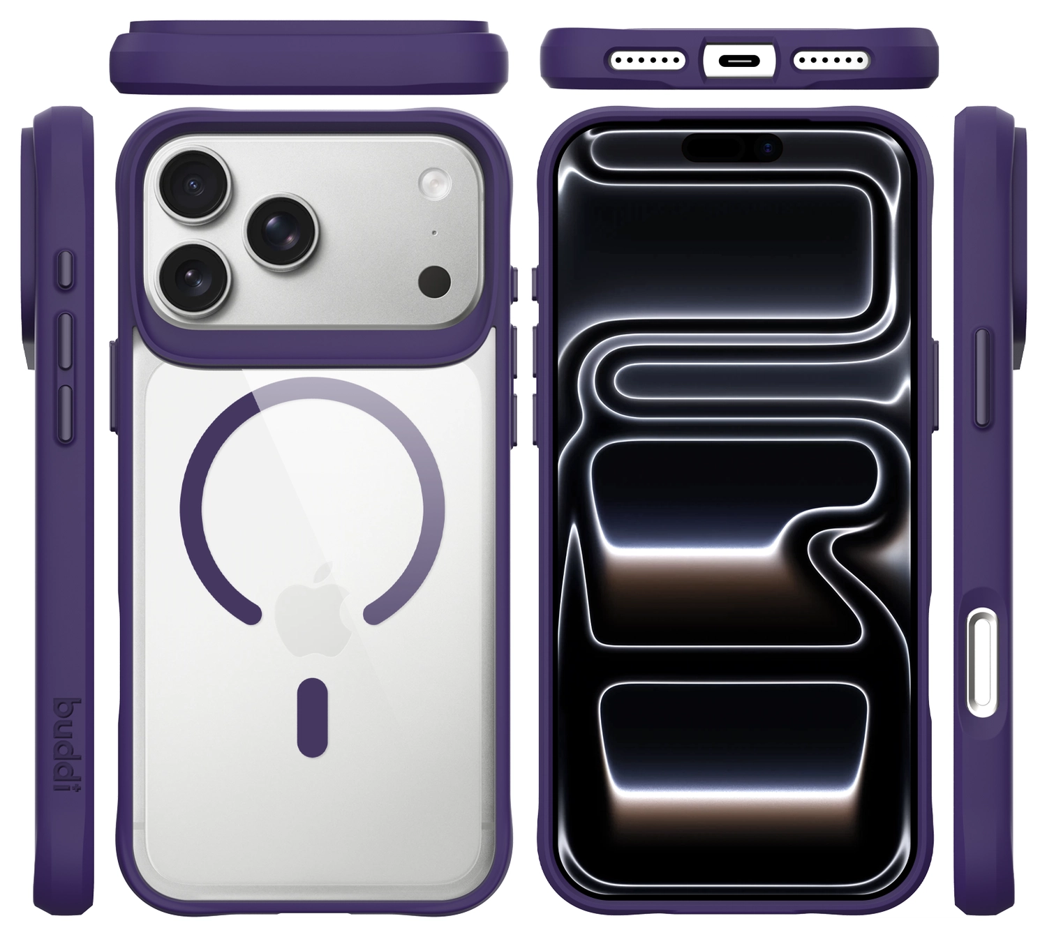 Buddi Hybrid Apple iPhone 17 Pro Hoesje MagSafe Back Cover Transparant Paars afbeelding 10