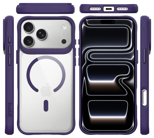 Buddi Hybrid Apple iPhone 17 Pro Hoesje MagSafe Back Cover Transparant Paars afbeelding 10