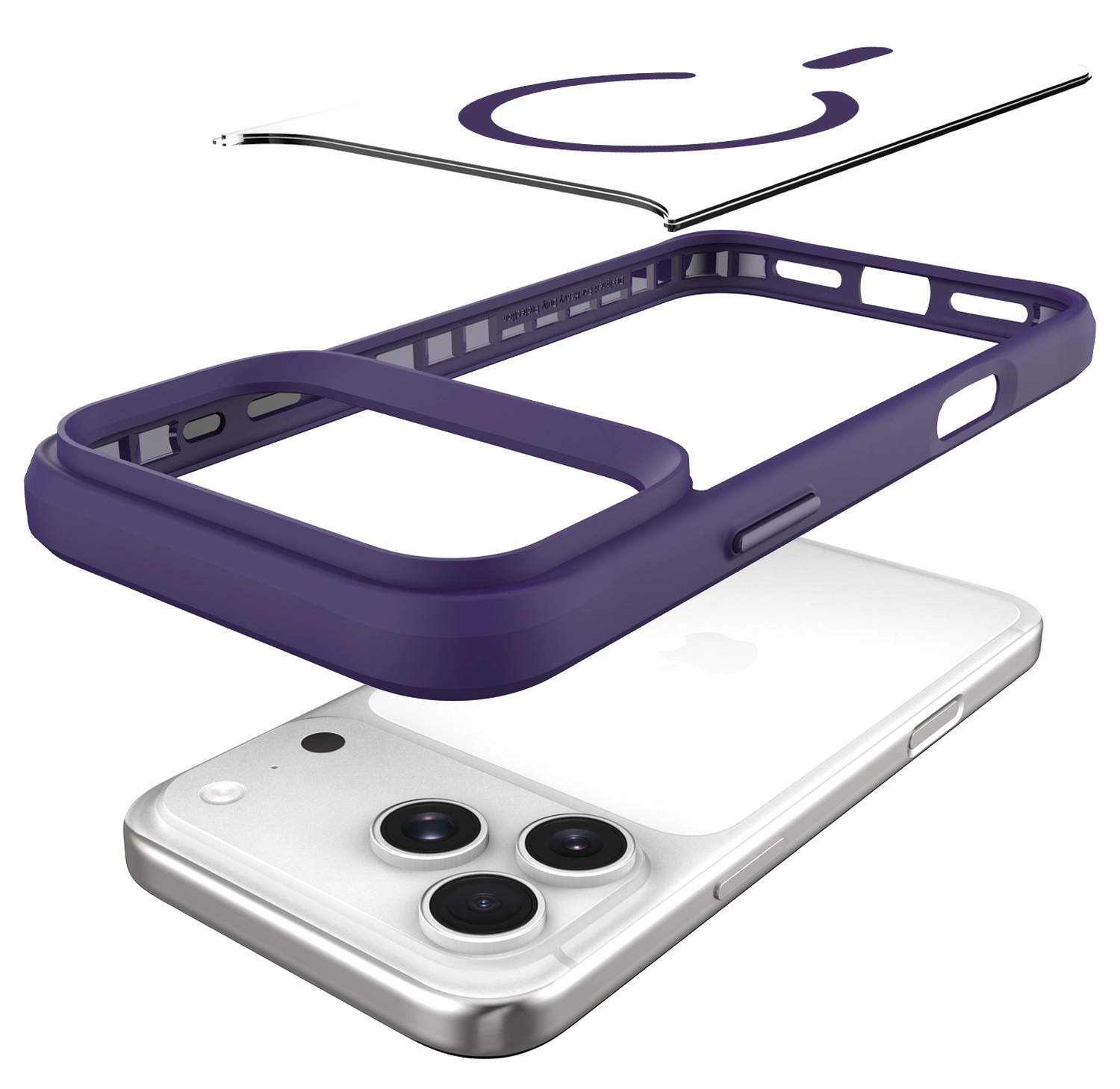 Buddi Hybrid Apple iPhone 17 Pro Hoesje MagSafe Back Cover Transparant Paars afbeelding 11
