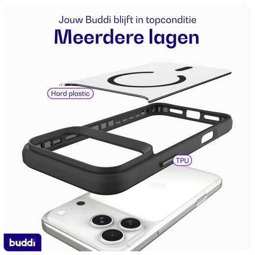 Buddi Hybrid Apple iPhone 17 Pro Hoesje MagSafe Back Cover Matte Zwart afbeelding 8