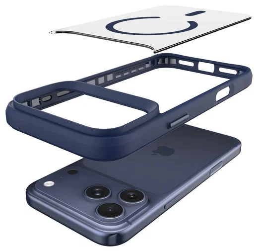Buddi Hybrid Apple iPhone 17 Pro Hoesje MagSafe Back Cover Matte Blauw afbeelding 11