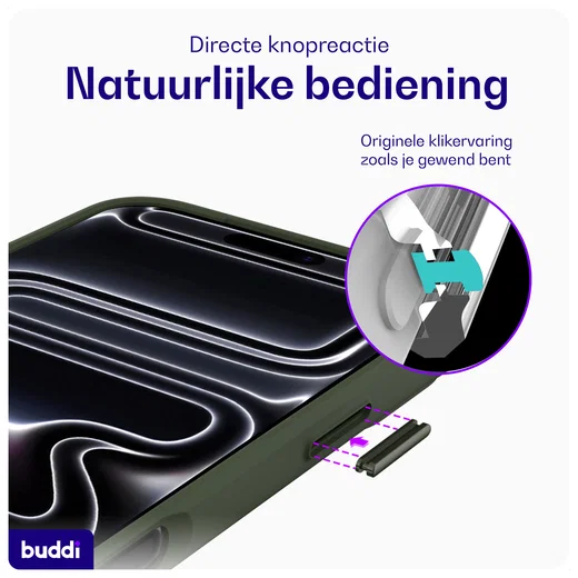 Buddi Hybrid Apple iPhone 17 Pro Hoesje MagSafe Back Cover Matte Groen afbeelding 6