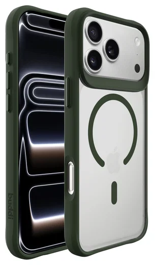 Buddi Hybrid Apple iPhone 17 Pro Hoesje MagSafe Back Cover Matte Groen afbeelding 9