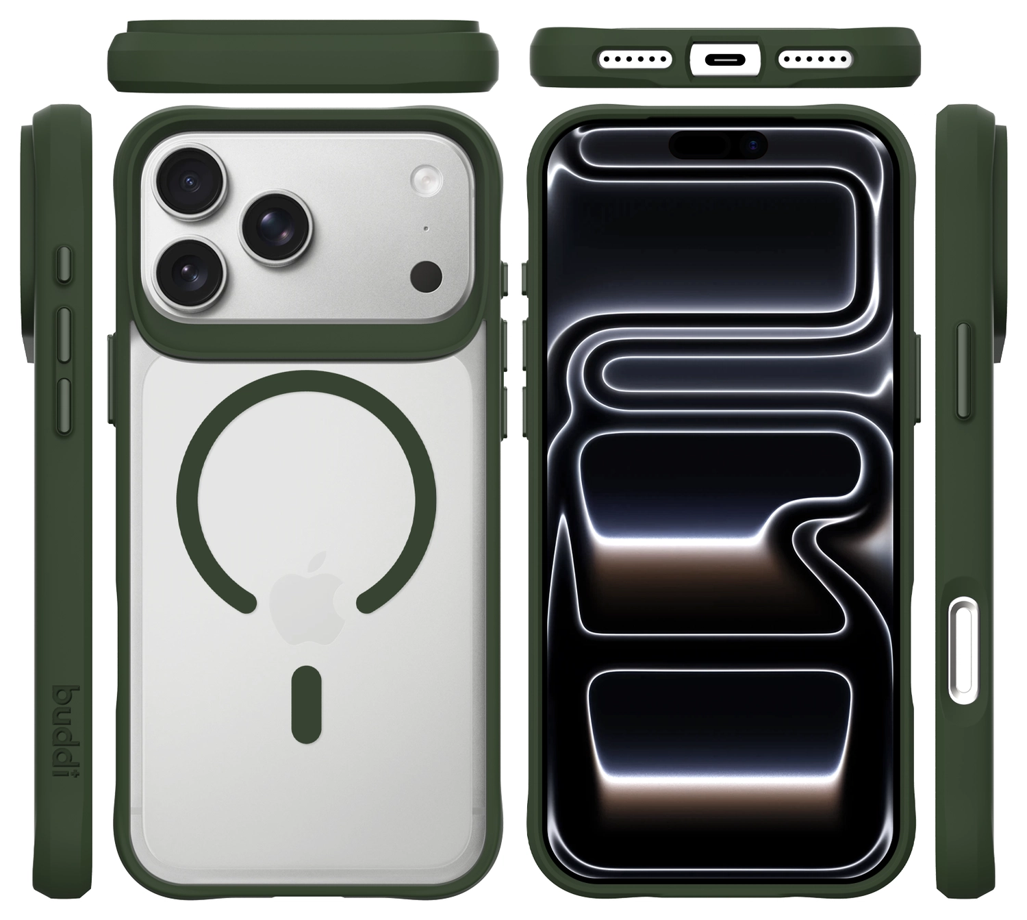 Buddi Hybrid Apple iPhone 17 Pro Hoesje MagSafe Back Cover Matte Groen afbeelding 10
