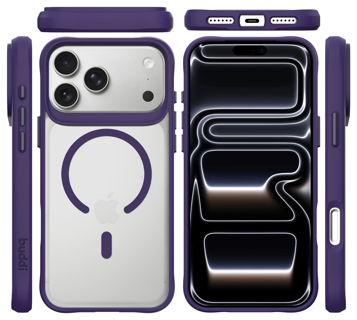 Buddi Hybrid Apple iPhone 17 Pro Hoesje MagSafe Back Cover Matte Paars afbeelding 10