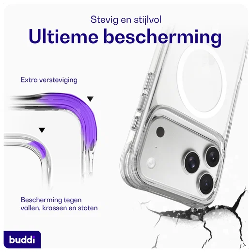 Buddi Core Apple iPhone 17 Pro Max Hoesje MagSafe Back Cover Transparant afbeelding 3