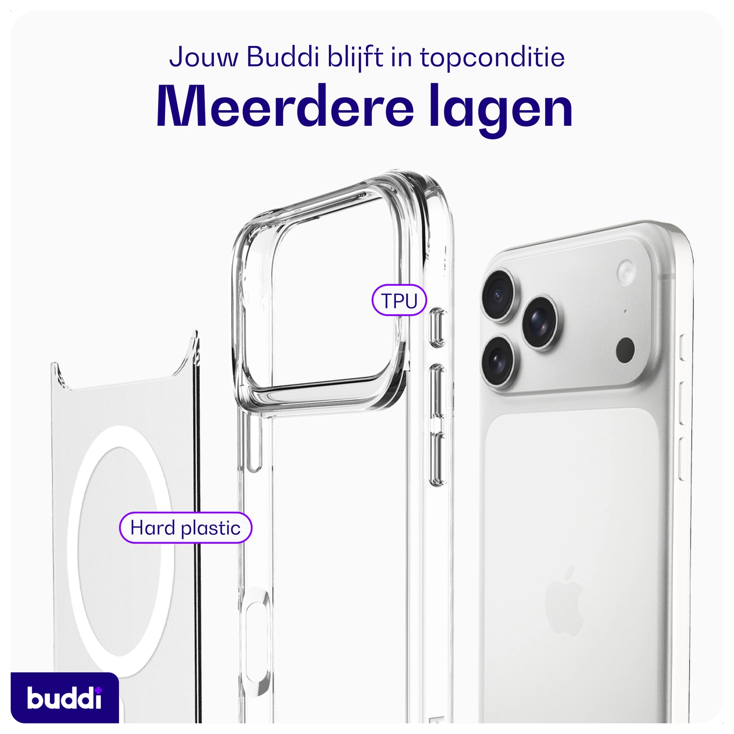 Buddi Core Apple iPhone 17 Pro Max Hoesje MagSafe Back Cover Matte Transparant afbeelding 8