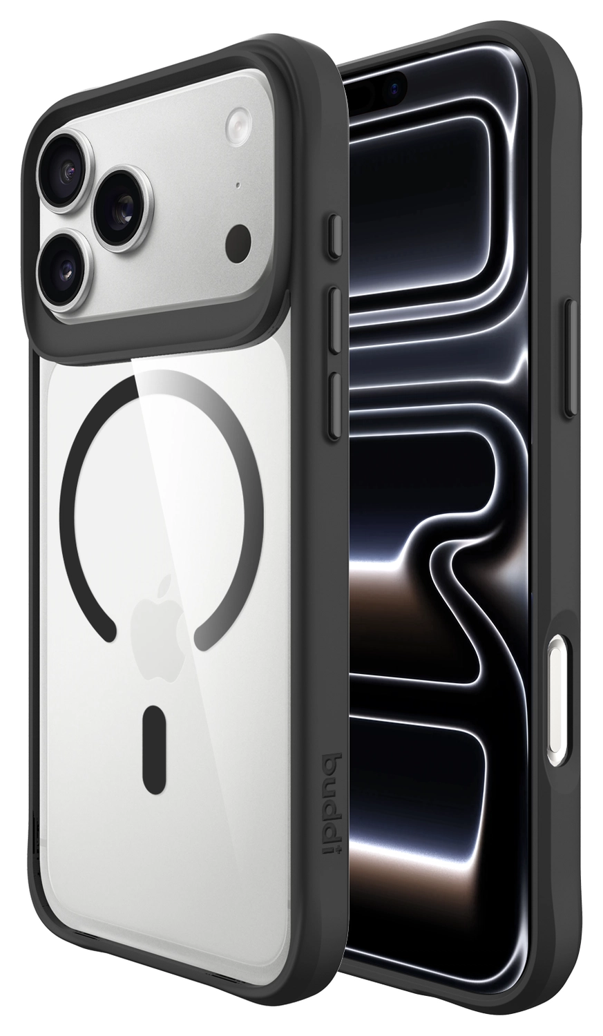 Buddi Hybrid iPhone 17 Pro Max Hoesje MagSafe Back Cover Transparant Zwart afbeelding 1