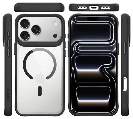 Buddi Hybrid iPhone 17 Pro Max Hoesje MagSafe Back Cover Transparant Zwart afbeelding 10