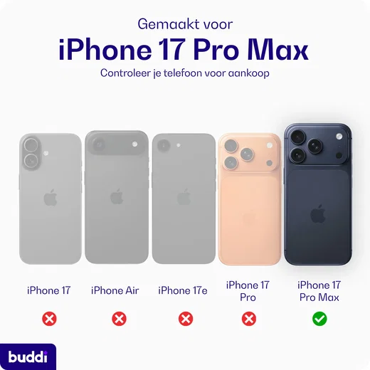 Buddi Hybrid iPhone 17 Pro Max Hoesje MagSafe Back Cover Matched Blauw afbeelding 3