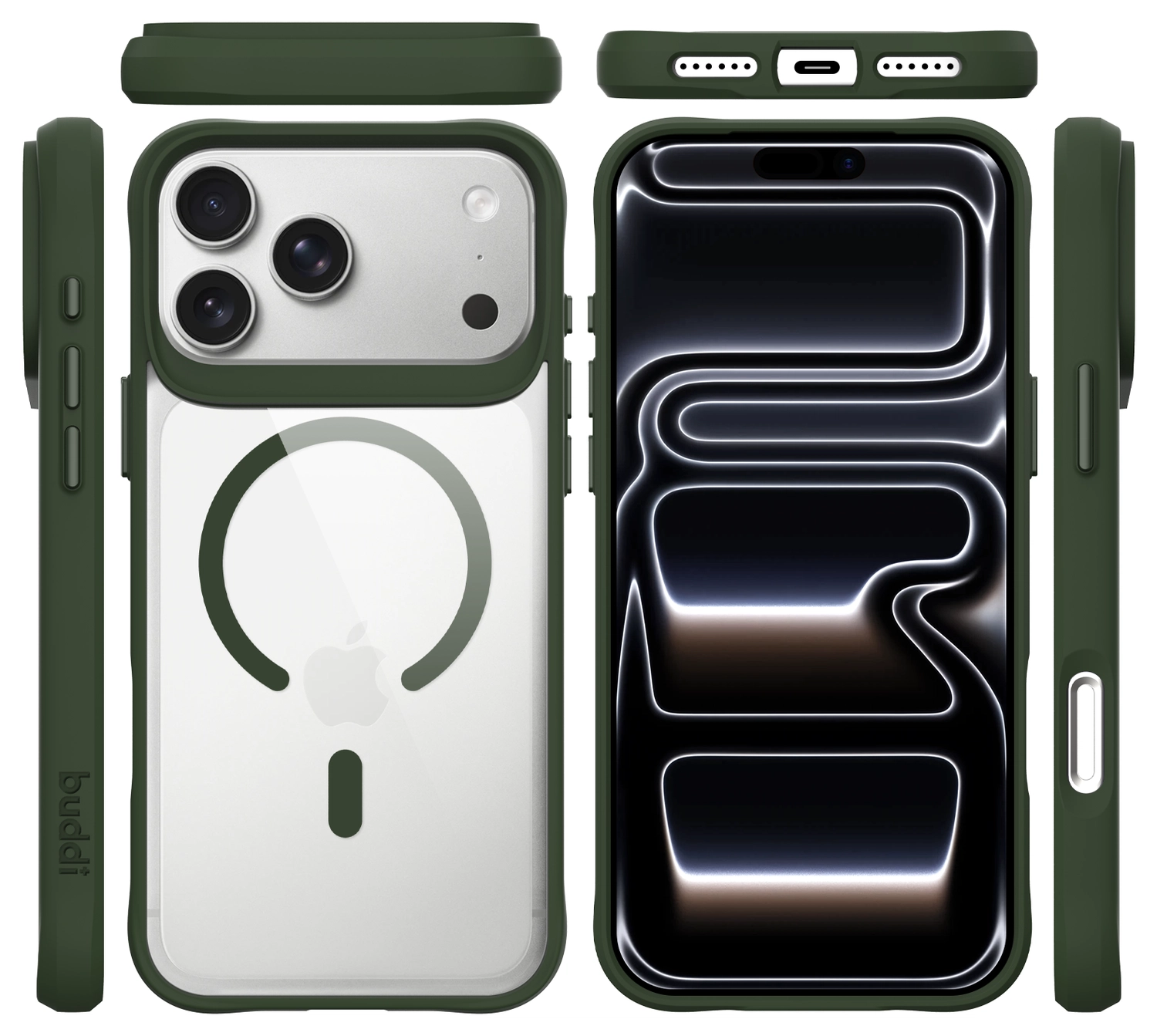 Buddi Hybrid iPhone 17 Pro Max Hoesje MagSafe Back Cover Transparant Groen afbeelding 10