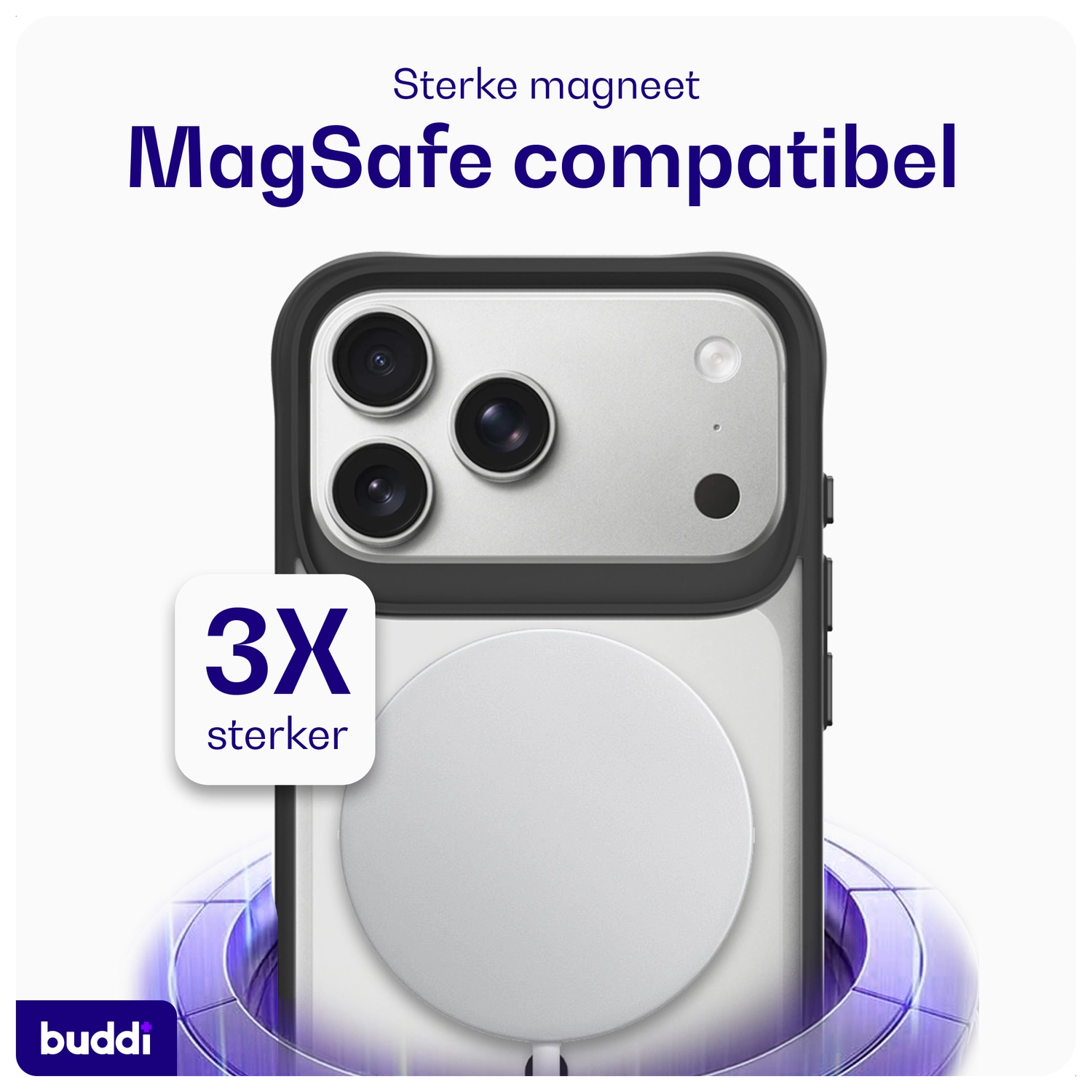 Buddi Hybrid iPhone 17 Pro Max Hoesje MagSafe Back Cover Matte Zwart afbeelding 4