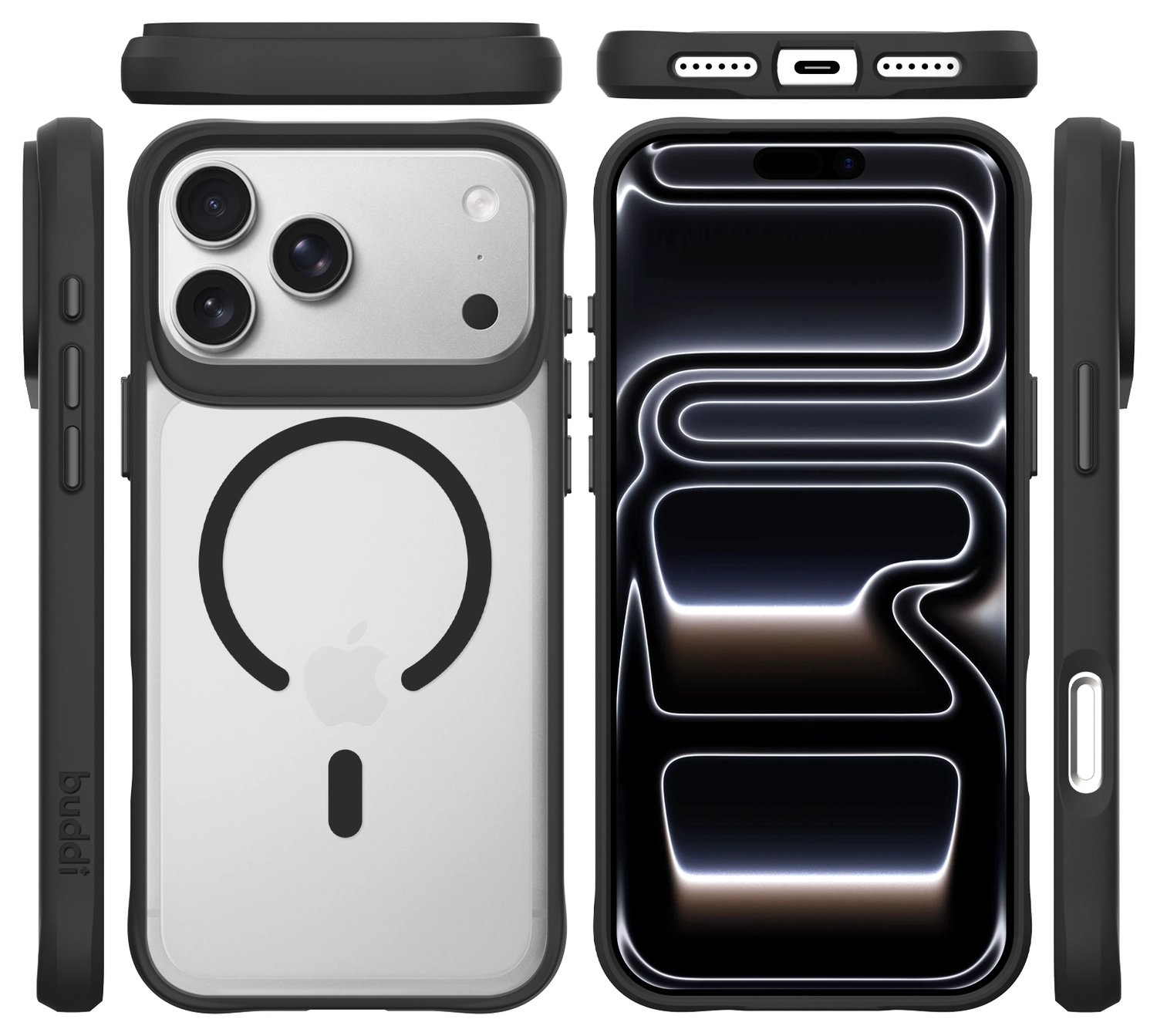 Buddi Hybrid iPhone 17 Pro Max Hoesje MagSafe Back Cover Matte Zwart afbeelding 11