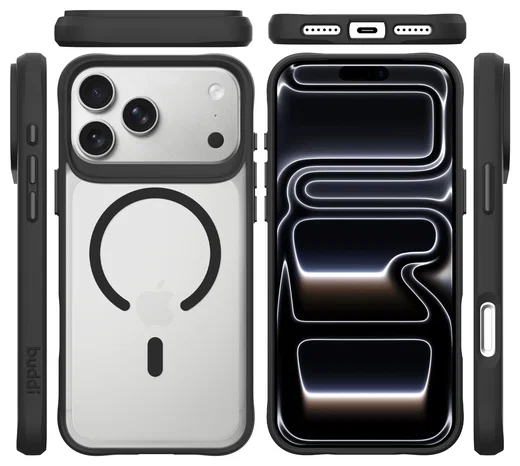 Buddi Hybrid iPhone 17 Pro Max Hoesje MagSafe Back Cover Matte Zwart afbeelding 11