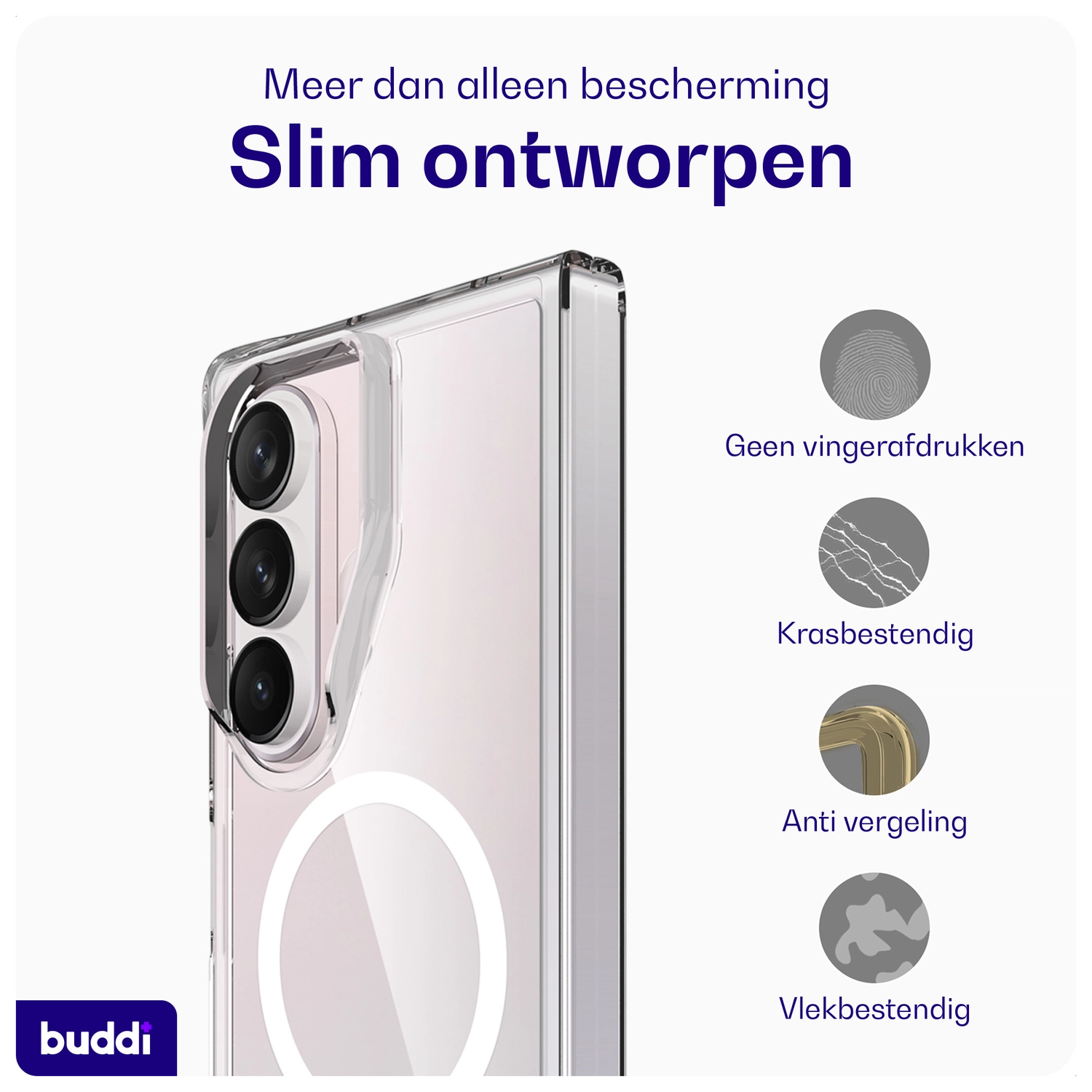 Buddi Core Samsung Galaxy Z Fold 7 Hoesje MagSafe Back Cover Transparant afbeelding 5